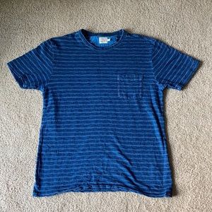 Faherty Indigo Striped Knit Tee Shirt Medium